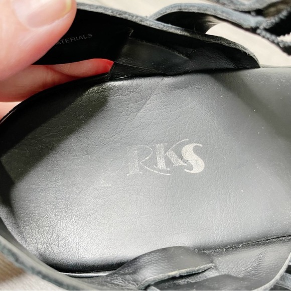 Korks Martinique Quarter Strap Leather Wedge Sandals Black Size 9M - Picture 5 of 8